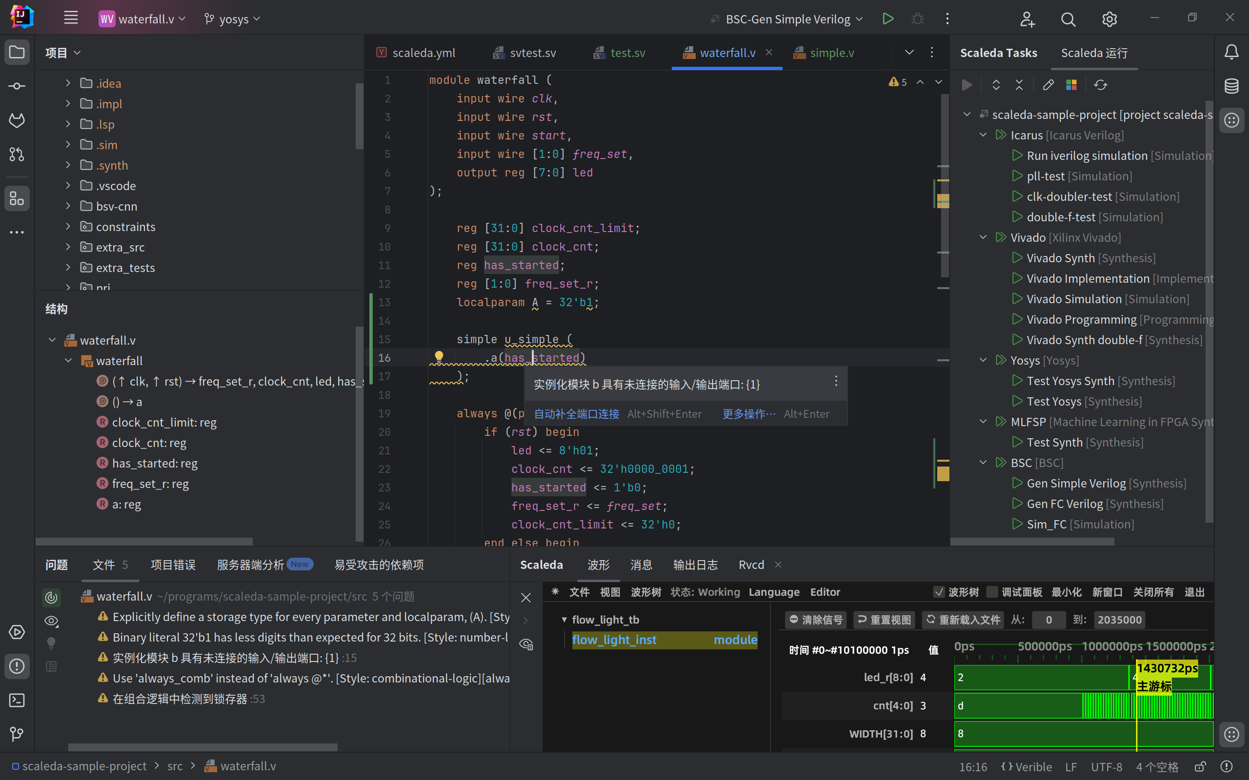 Verilog development using Scaleda